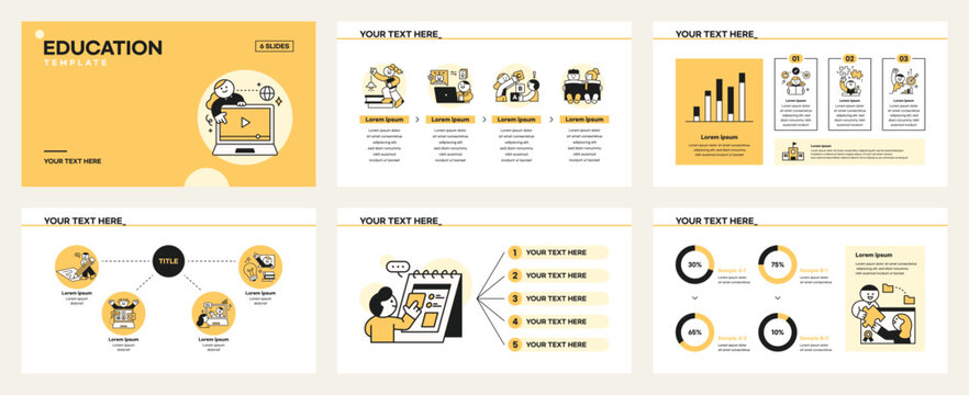 Cute icon illustration for education presentation template.