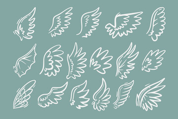 Fototapeta premium Doodle hand drawn wings sketch
