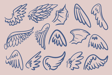 Doodle hand drawn wings sketch