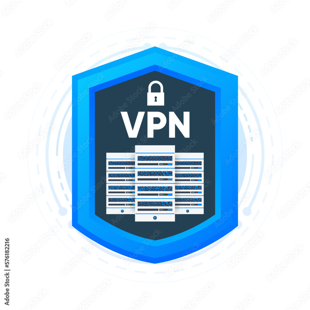 Poster vpn connecting secure database. protecting personal data with vpn service. private network, cyber se