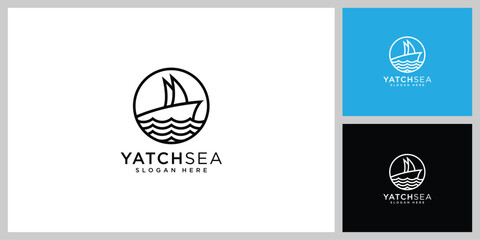 sailboat ocean logo vector design template