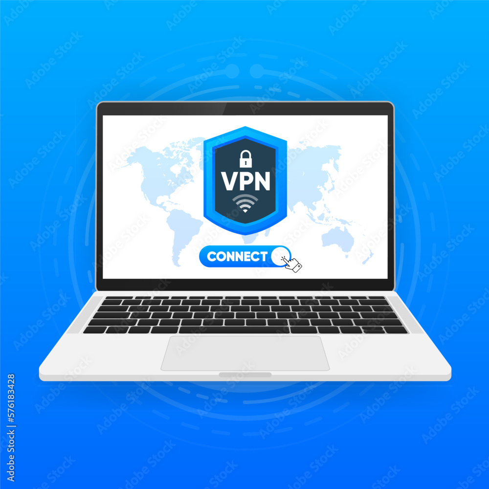 Poster using vpn on device. protecting personal data with vpn service. private network, cyber security, sec