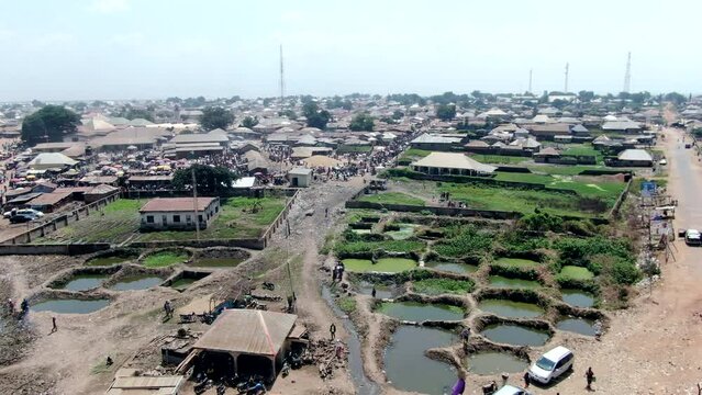 Farms in Ibi Town, Nigeria - terrace farming and village life in Africa