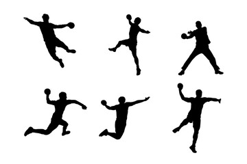 Set of silhouettes of handball sport vector design