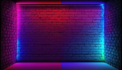 Neon room: An image of a room or space illuminated by neon lighting, often used to create a futuristic or retro-futuristic atmosphere in design and visual media.