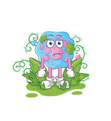 cell go camping mascot. cartoon vector