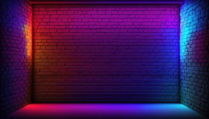 Neon room: An image of a room or space illuminated by neon lighting, often used to create a futuristic or retro-futuristic atmosphere in design and visual media.