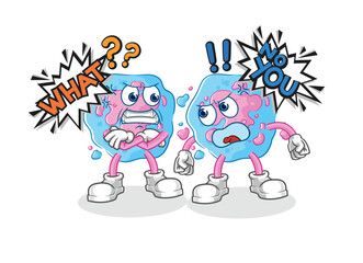 depressed cell character. cartoon vector