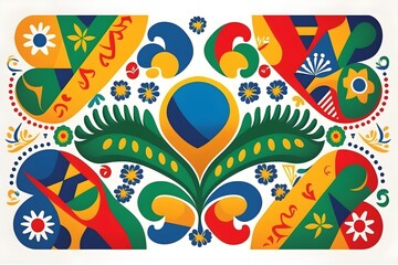 Traditional Brazilian pattern in vibrant color , Generative AI