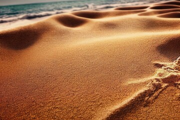 Fototapeta na wymiar towel on sand and beach background. Generative AI