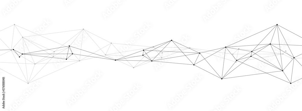 Poster Technology polygonal network system connect lines and dots background template.