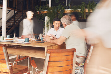 Busy, business people and meeting in modern office, conversation and brainstorming for project....