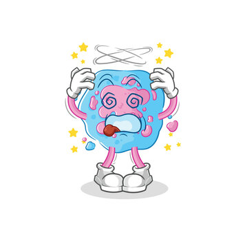 cell dizzy head mascot. cartoon vector