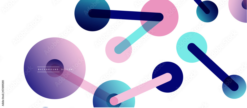 Poster Line points connections geometric abstract background. Circles connected by lines. Trendy techno business template for wallpaper, banner, background or landing