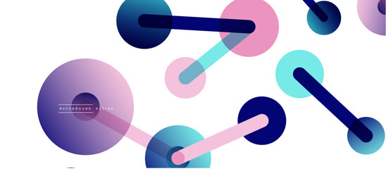 Line points connections geometric abstract background. Circles connected by lines. Trendy techno business template for wallpaper, banner, background or landing