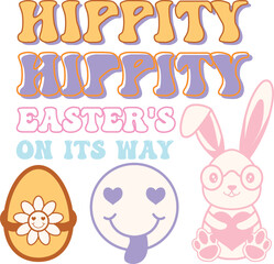 happy easter Groovy svg design,  easter bunny Quotes design