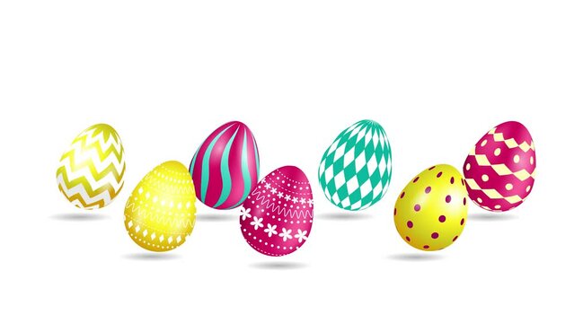 Motion animation of cartoon colorful easter eggs. Movement right and left