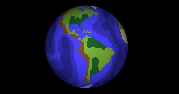 8bit pixel earth rotation with alpha channel