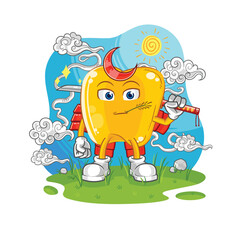 gold teeth samurai cartoon. cartoon mascot vector