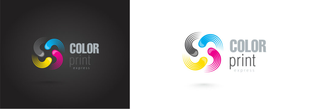 Color print logo cmyk dots lines actions theme polygraphy