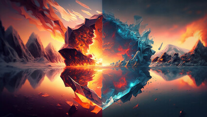 Fire and Ice desktop background wallpaper 4K