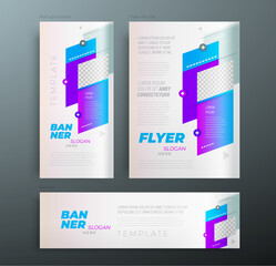 Set cover flyer and banners violet and blue color vector