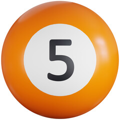 3D Icon Illustration Billiard Ball With Number Five