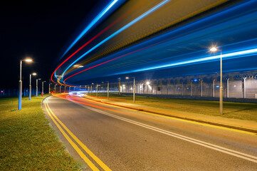 Fototapeta na wymiar Light trails of traffic at night