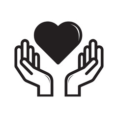 Heart in hands vector icon
