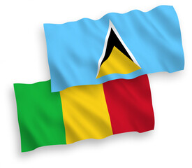 Flags of Saint Lucia and Mali on a white background