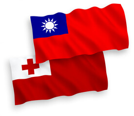 Flags of Kingdom of Tonga and Taiwan on a white background
