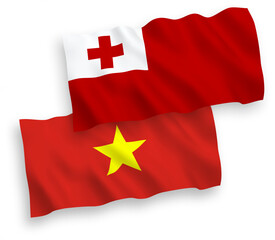 Flags of Kingdom of Tonga and Vietnam on a white background