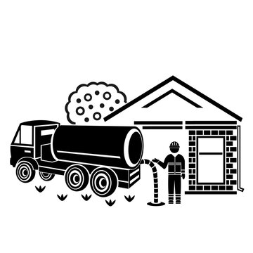 Vector illustration, logo, car icon for septic tank. Isolated on a white background.