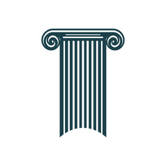 Ancient column and Greek pillar icon or symbol