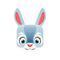 Cartoon bunny kawaii square animal face, rabbit