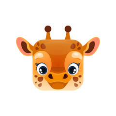 Cartoon giraffe kawaii square baby animal face