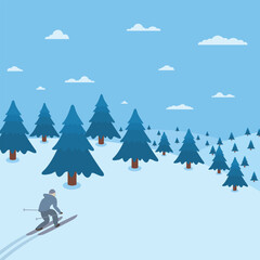 Winter extreme sports activities with snowboarding alpine skiing