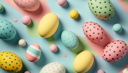 Fototapeta na wymiar Happy Easter - Top view of multicolor easter egg, Generative ai