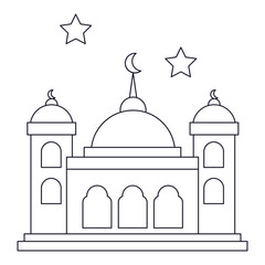 Mosque 1 Eid Al Fitr Outline 2D Illustration