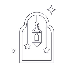 Obraz premium Ornament 2 Eid Al Fitr Outline 2D Illustration