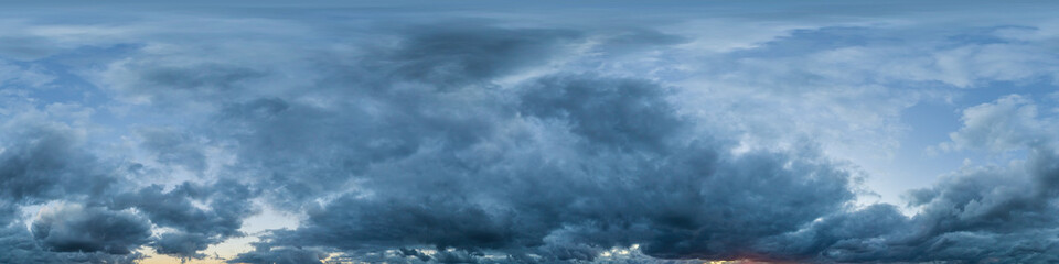 Overcast sky panorama on rainy day with Nimbostratus clouds in seamless spherical equirectangular...