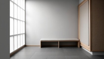 Empty room interior background natural light,Interior of modern and minimalist style living room with a copy space ,Generative AI