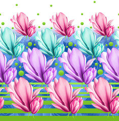 Obraz na płótnie Canvas Seamless tulip flower border design