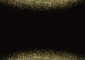黒地に上下キラキラ金色ラメの背景素材