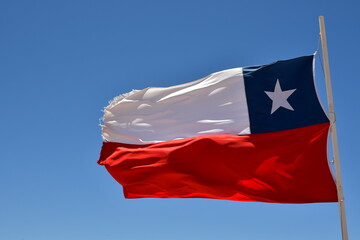Fototapeta na wymiar national Flag Chile Banner waving in wind