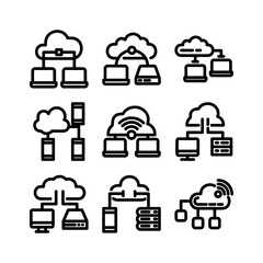 cloud network icon or logo isolated sign symbol vector illustration - high quality black style vector icons
