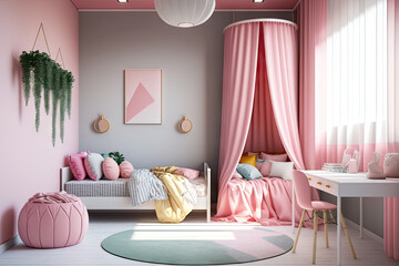 Pink bedroom for kids