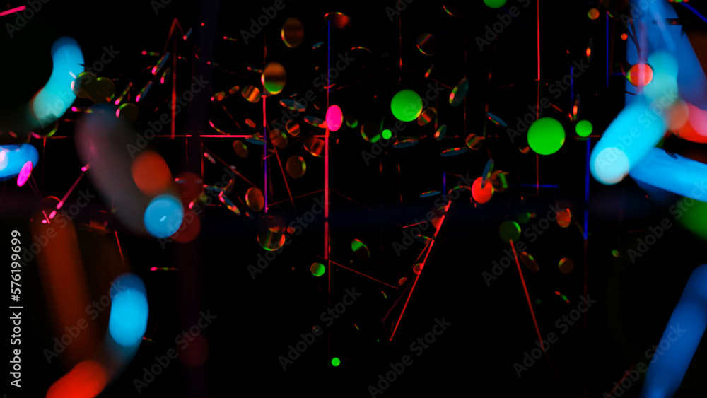 Poster dark background of round golden coins of different sizes and colors. 3d render illustration