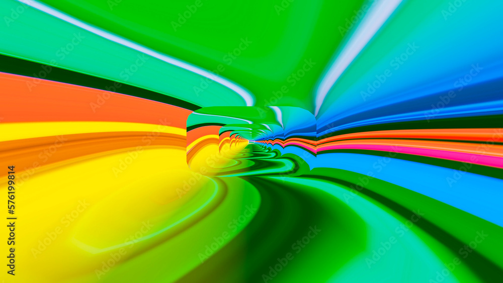 Aufkleber abstract background. different rainbow geometric patterns. tunnel. 3d render illustration