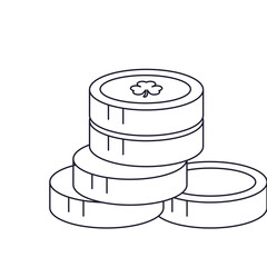 Coin St Patrick Outline 2D Illustration
